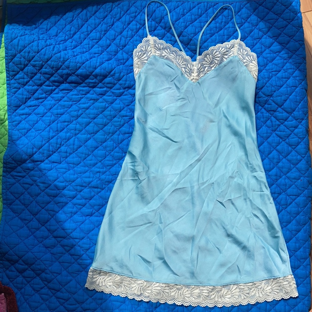 Josie Light Blue Lace Trimmed Slip